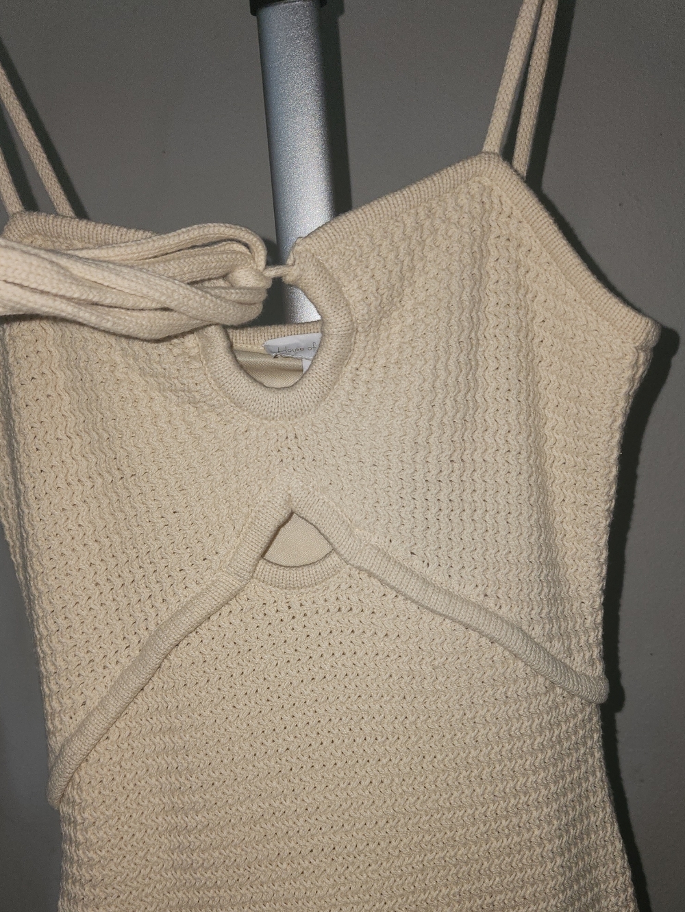 House of Harlow 1960 Cream Knit Tie-Front Midi Dress - Picture 10 of 12